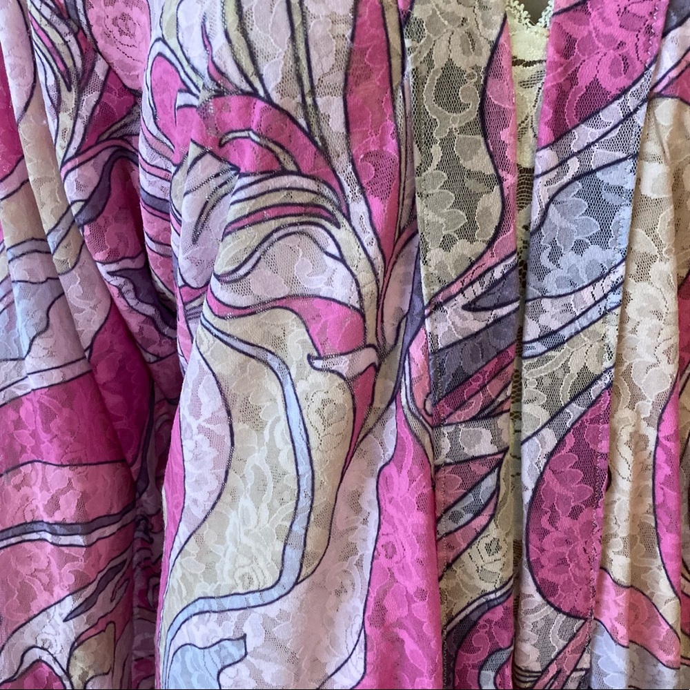 Floral Abstract Lace Lined Robe NWT - Picture 6 of 11